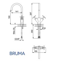 MEDIDAS MEZCLADOR LAVABO HERA BRUMA
